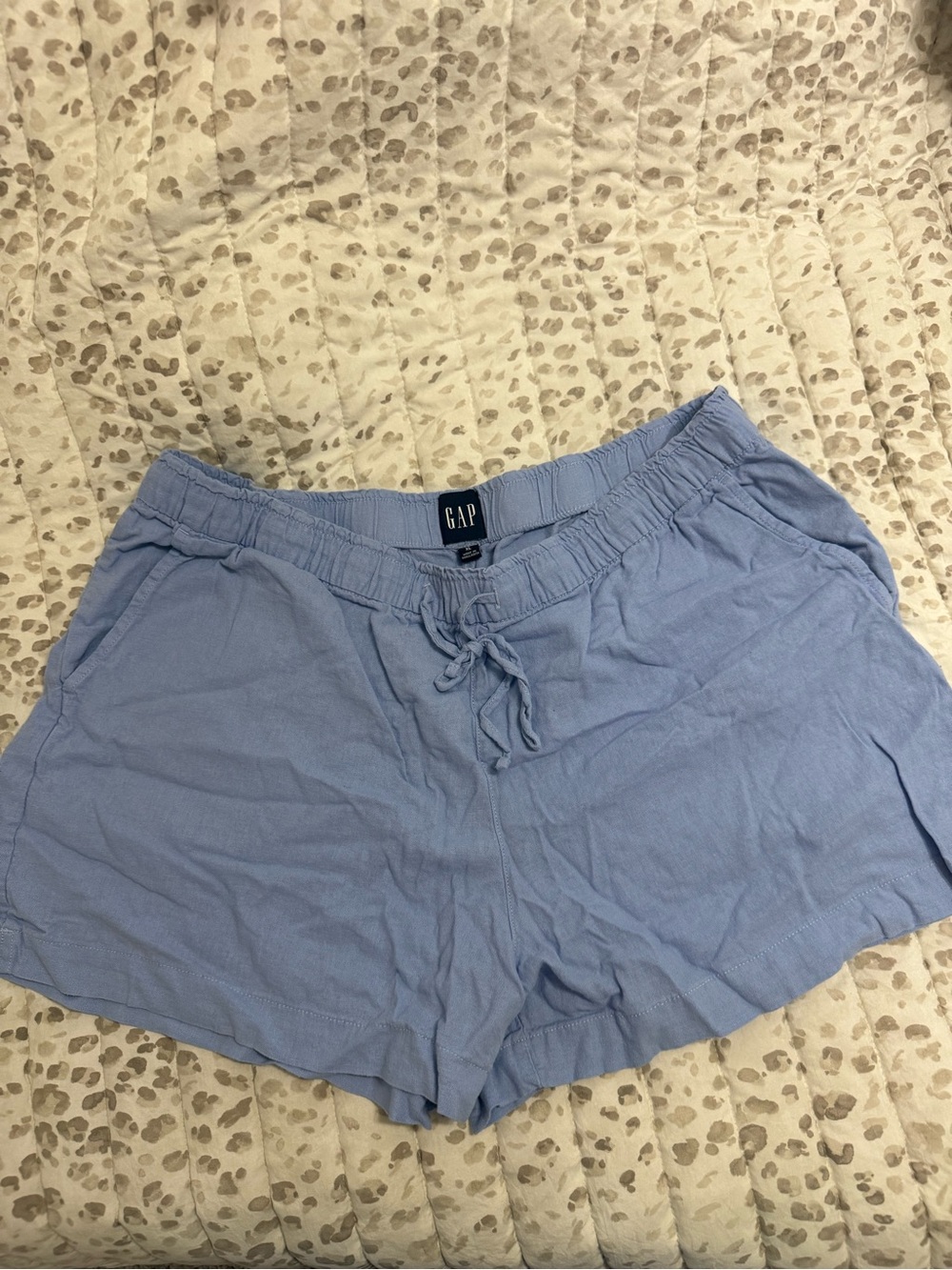 GAP Women's Light Blue Linen Shorts - Drawstring Waist